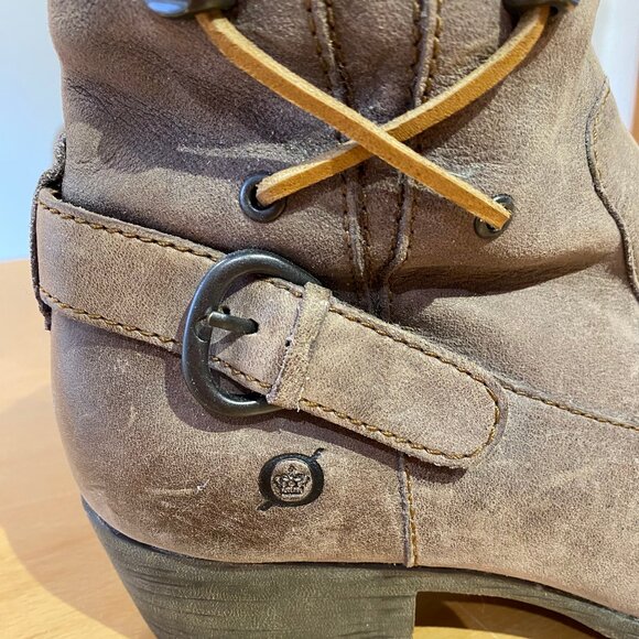 Born Tall Lace-up Brown Leather Boots, Size 11 Western, Festival, Motorcycle - Picture 2 of 6